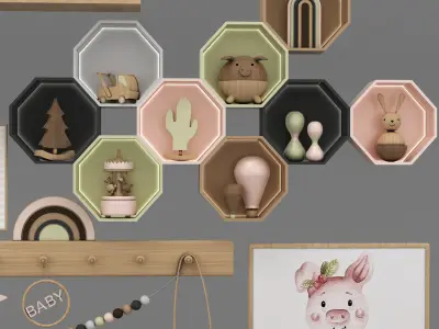 toys and furniture set  Low-poly 3D model