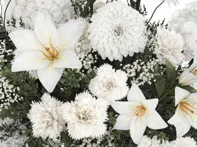 White bouquet of flowers and greenery hydrangea lilac lilies 353 3D model