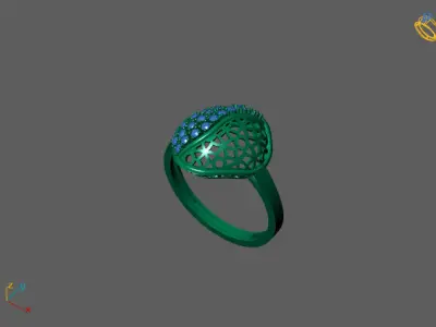 STL 3DM Women Ring Womens Ring Diamonds With Stone Model 3D print model order