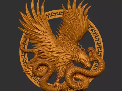 eagle fighting snake 3D print model