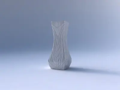 Vase larger opening rectangle with wavy grid plates 3D print model