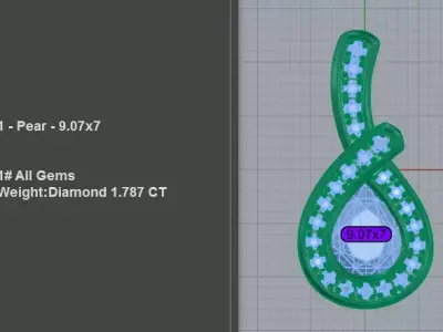Luxury Pear Diamond Halo Pendant  3D print model