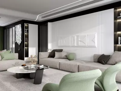 Classic Sitting Room Low-poly 3D model