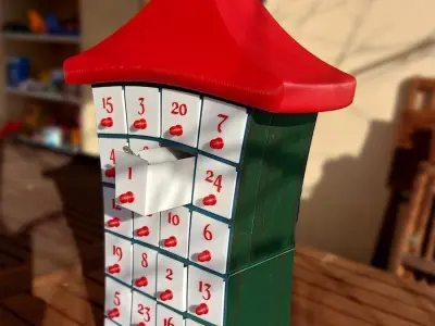 Advent calendar with santa hat roof 3D print model