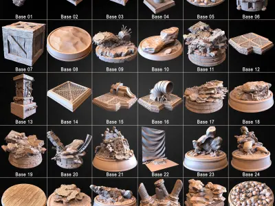 Pack of 30 Bases Volume 01 3D print model