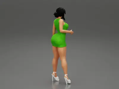 Young sexy woman in mini dress 3D print model