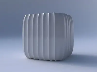 Vase quadratic stumpy with extruded vertical lines 3D print model