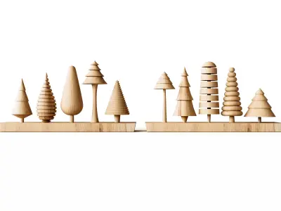 Wooden Tree Christmas Decoration 3D model