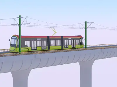 Warsaw tram bridge II 3D model