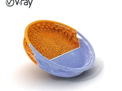 Wicker Basket Tray D Model Pack Low-poly 3D model