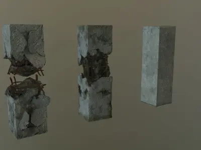 Broken Pillars Set Low-poly 3D model
