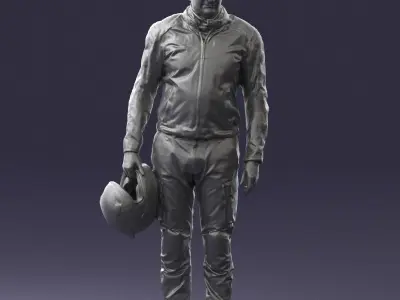 Male motorcyclist with a helmet 0091 3D model