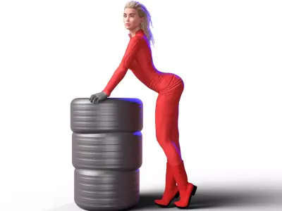 Formula one RACE GIRL PITSTOP RED MONZA 3D print model