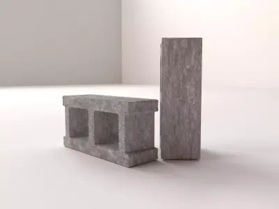 Cinderblock two concrete blocks 3D model