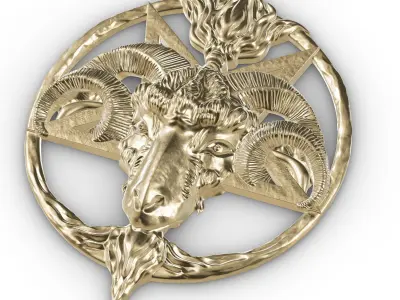 PENTAGRAM WITH RAM HEAD 3D print model