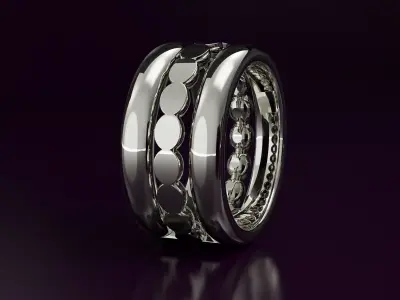 half bead and line Ring  Free 3D print model