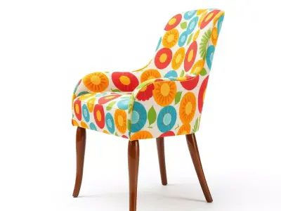 Colorful Floral Patterned Chair Model Pack Low-poly 3D model