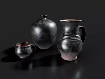 Clay Pots Pack Low-poly 3D model
