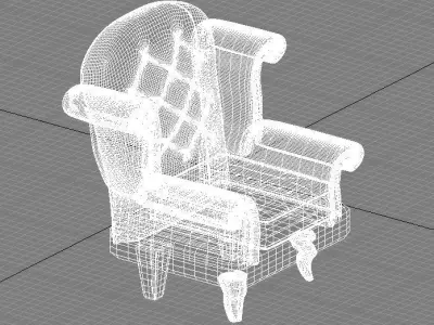 Luxury-Chair old wingback chair Low-poly 3D model