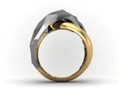Facet Ring 008 - 5 Size  3D print model