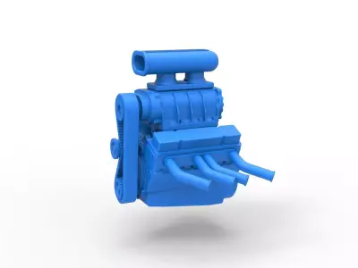 Engine V8 for vintage dragster Version 5 Scale 1 to 25 3D print model