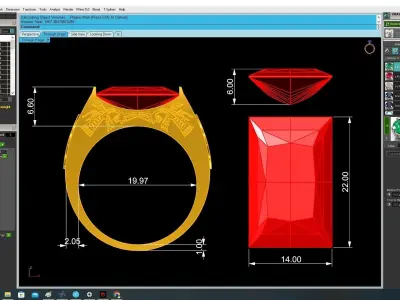 Luxury Dragon Engraved Square Gemstone Ring for Men 3371 3D print model