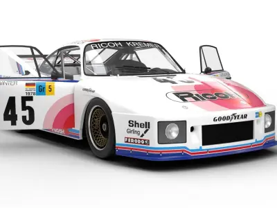 Porsche 935 K2 1978 Le Mans Racing HQ interior 3D model