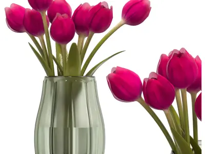 Flowers Set 1 vase with tulips 3D model