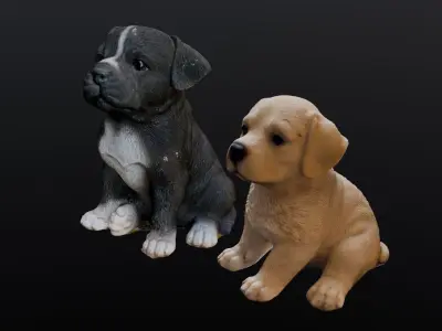 2 Cute Dogs Low-poly 3D model