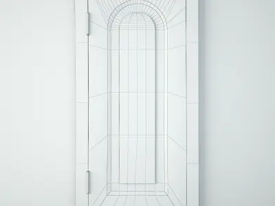 Vintage Wood Shutter Door Mirror 3D model