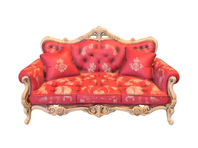 Vintage Ornate Sofa Low-poly 3D model
