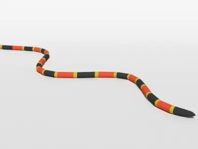 Low Poly Cartoon Coral Snake Low-poly 3D model
