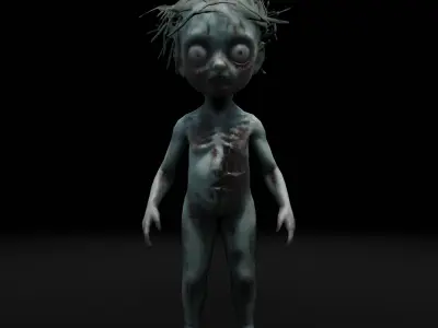Realistic Zombie Child Rigged  Animated Low-poly 3D model