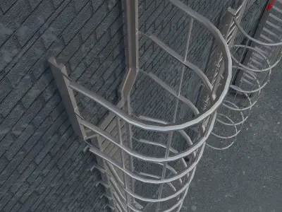 Ladders staircases exterior safety stairs modern architecture Low-poly 3D model