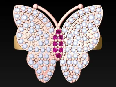 Butterfly Rings - Womens Rings -N2189 3D print model