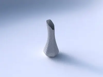 Vase top bent hexagon 2 with diagonal grid bulges 3D print model