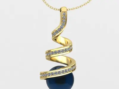 twisted pendant with pearal 3D print model