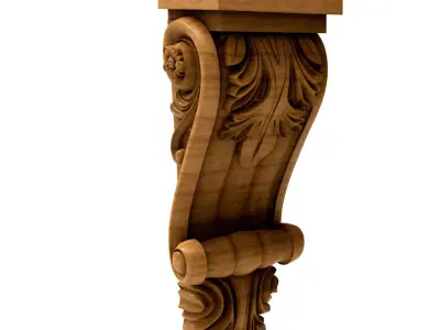 3D Model STL Capital ornate wooden corbel 3D model