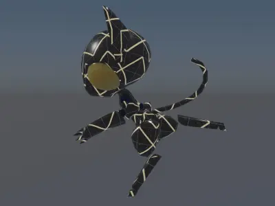 Sci-Fi Futuristic Cat Robot Model Rigged Animated  Low-poly 3D model