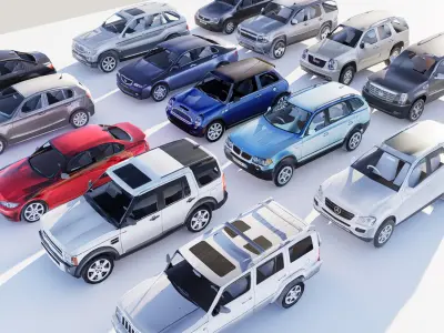 Low Poly Parking lot cars Low-poly 3D model