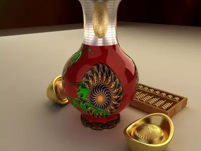 Chinese gold ingot 3D model