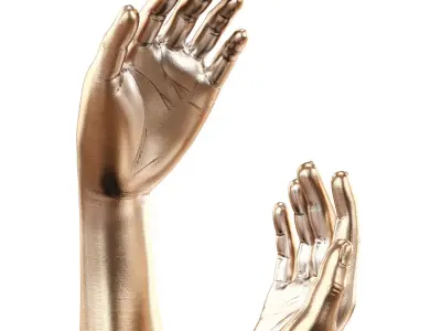 Two decorative hands on a round stand 3D model