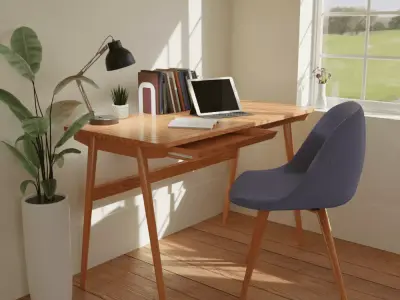 Minimalist work Table Low-poly 3D model