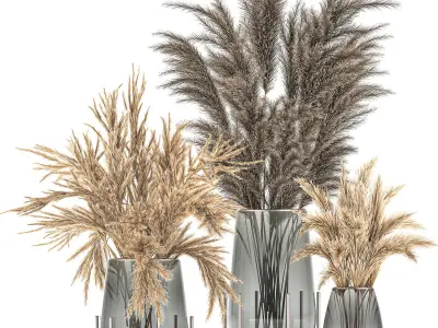 Bouquet of dried flowers in a vase 102 3D model