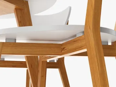 Round dining table with chairs 02 3D model