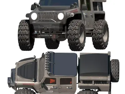 OFF ROAD JEEP WRANGLER RUBICON Low-poly 3D model