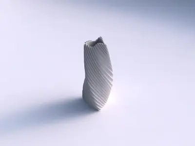Vase twist triangle with bent extruded lines 3 3D print model