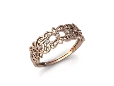 Women Ring Diamond Stone STL 3DM Lightweight Printable 3D print model 57