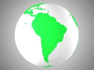 Solid Color Green White Globe 3D model