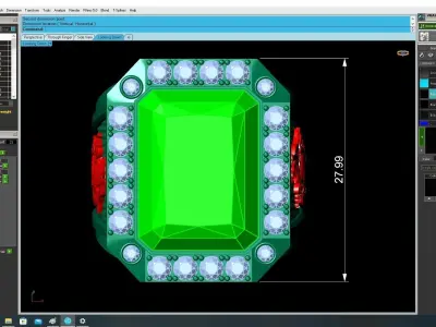 Luxury Emerald Lion Side Men Ring  3373 3D print model